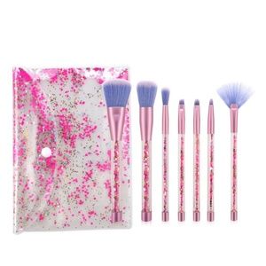 NEW 7pc Glitter Makeup Brush Set W/Bag